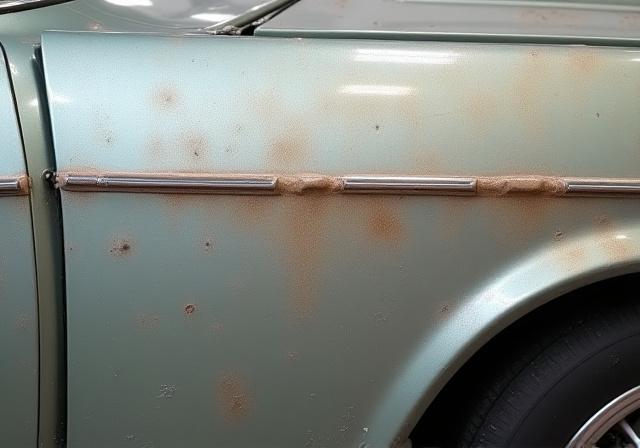 Carrozzeria di un'auto opaca e con graffi superficiali