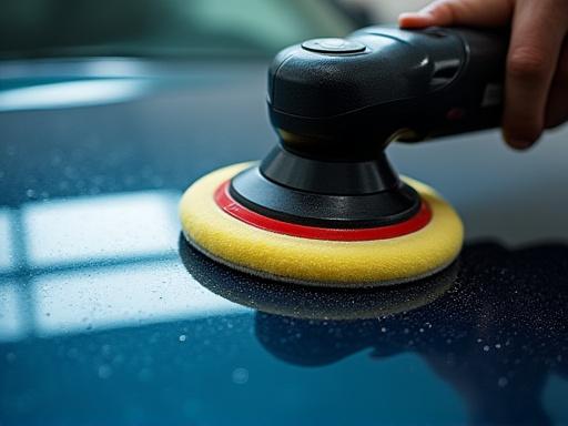 Macchina lucidatrice in azione su una carrozzeria